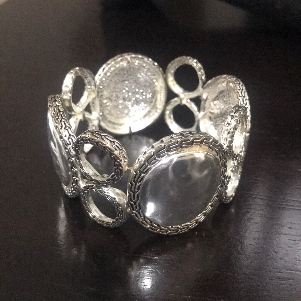 Silver Beautiful Stretch Statement Bracelet